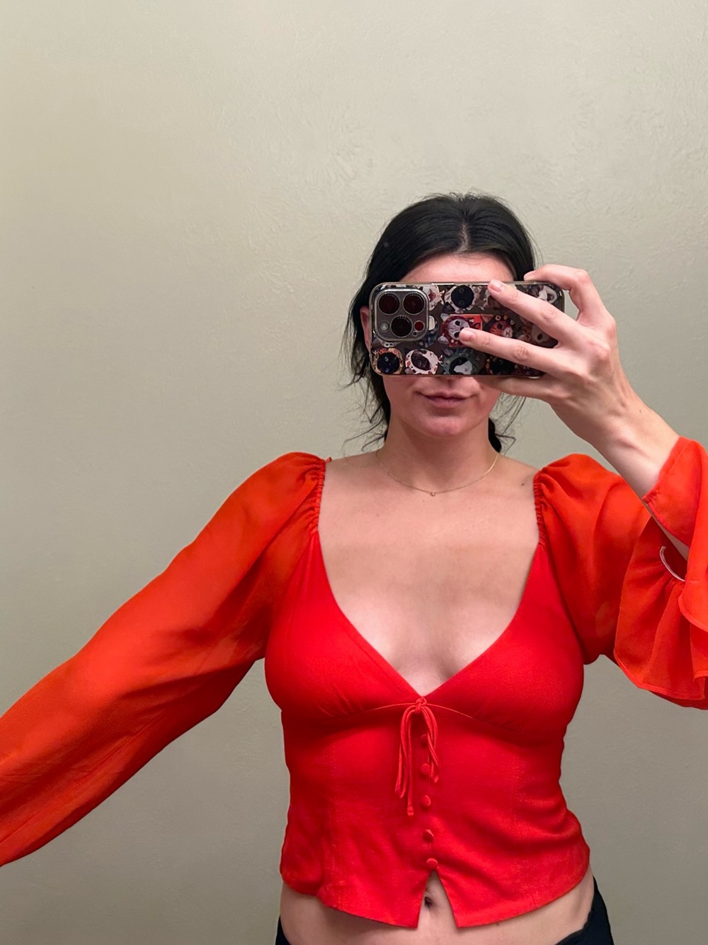 Urban Outfitters Red Billowy Blouse